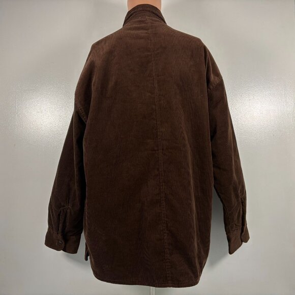 Vintage Burnside Corduroy Shirt Mens Size L Brown Button Up Fleece Line - Picture 3 of 6